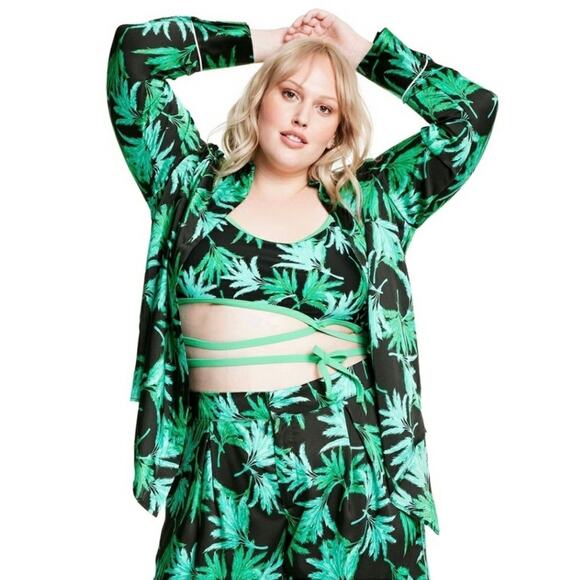 NWT Fe Noel x Target Feathered Palm Long Sleeve Button Shirt - Picture 3 of 5